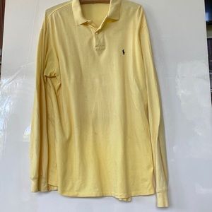 Men’s POLO BY RALPH LAUREN long sleeve POLO shirt size L yellow, cotton pique